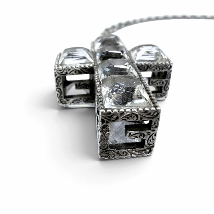 Great GUCCI Necklace Arabesque G-Cube Bijou Pendant Silver AG925 Women 550207