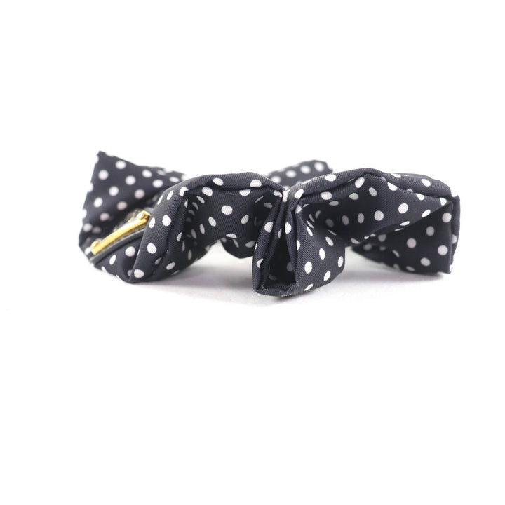 Excellent PRADA hair accessory Scrunchie Black Dot Black White Nylon 1IF015