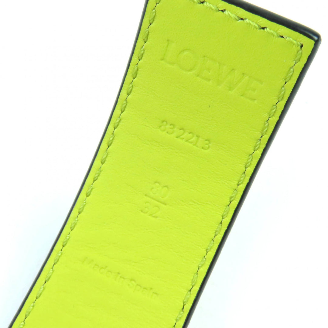 素晴らしいLOEWEベルトアナグラムバックルオリーブグリーンイエローレディース832213