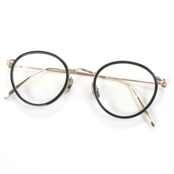 Excellent 金子眼鏡 Glasses Boston gold Titanium mens KM-26L