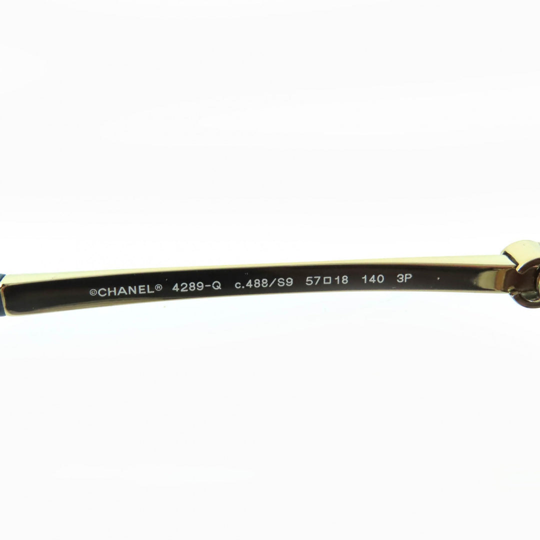 新品 CHANEL サングラス キャッツアイシェイプ ネイビーゴールド ー レディース 4289-Q