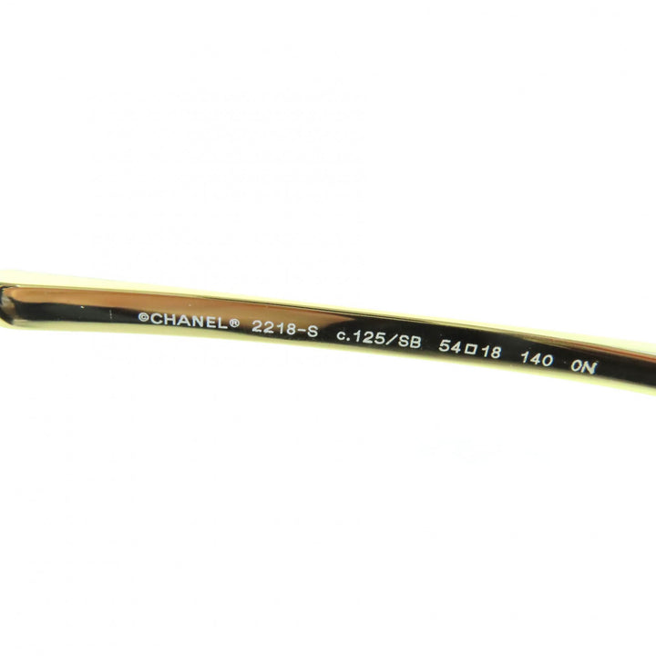 Pristine CHANEL Glasses COCO Mark Round Shape Denim gold Women 2218-S