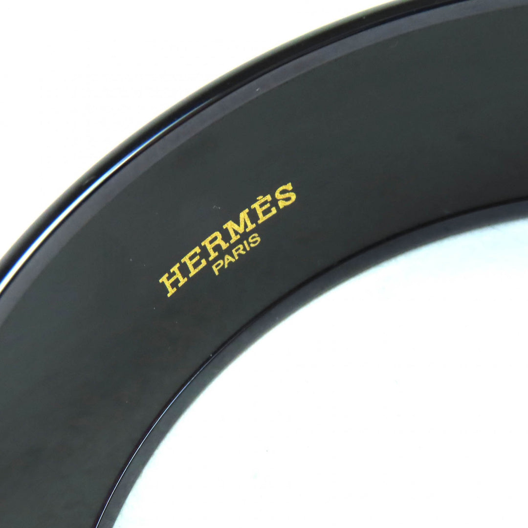 Excellent HERMES Bangle Enamel GM Click HH/Bandana Bangle bracelet Black Women