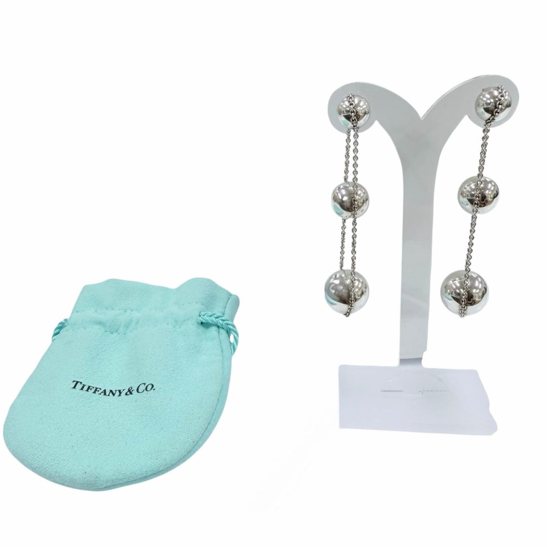 Great TIFFANY&Co. Pierce Triple Drop Pierce Accessories Silver AG925 Women