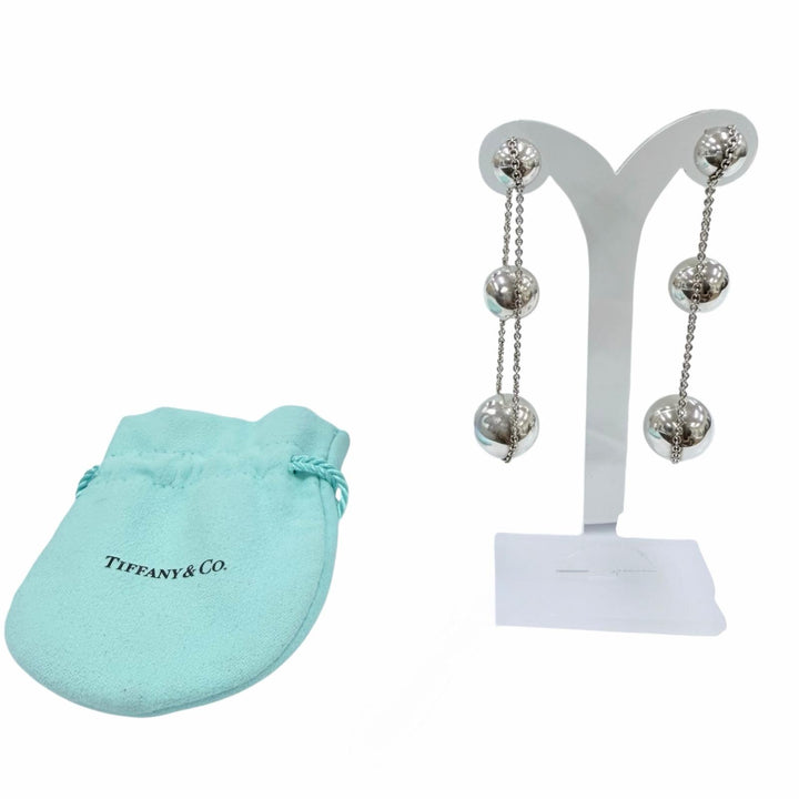 Great TIFFANY&Co. Pierce Triple Drop Pierce Accessories Silver AG925 Women