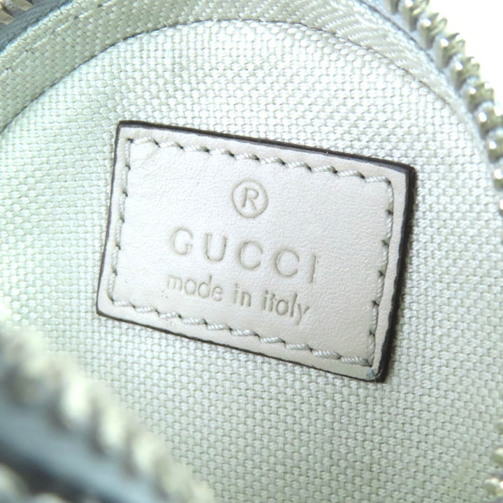 新品 GUCCI ポーチ GG柄 パテントレザー ラウンド シルバー レディース 812339