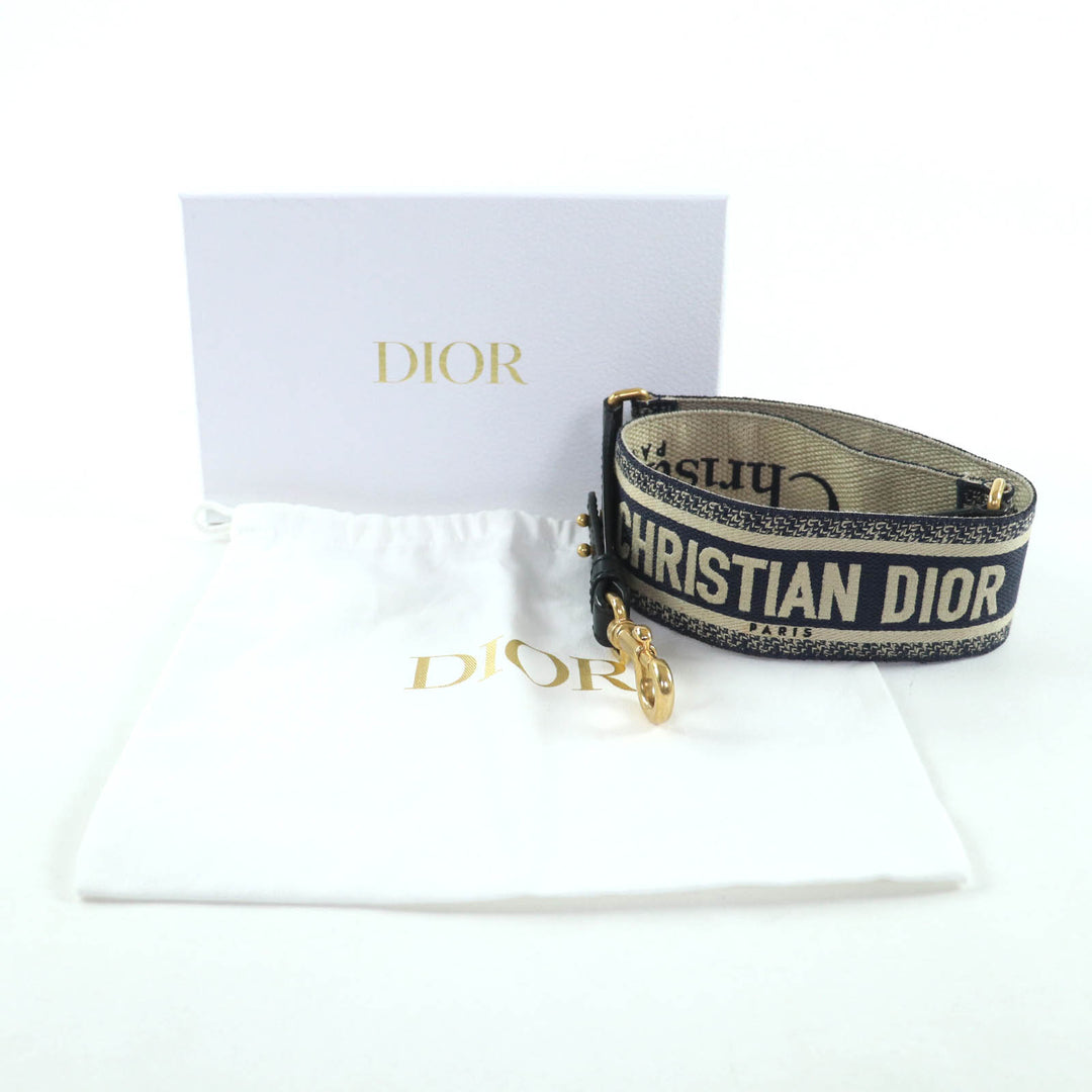 Very Good Christian Dior Shoulder strap Navy beige canvas Women S8557CBTE