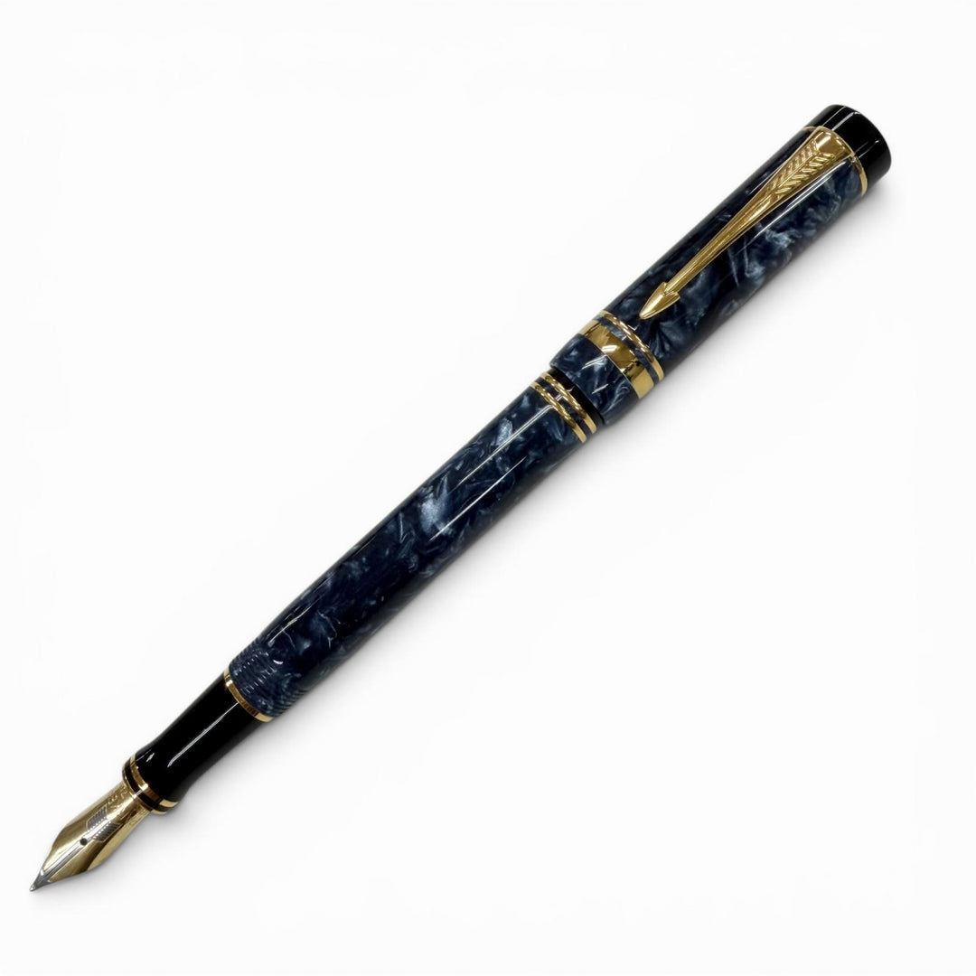 Great PARKER fountain pen Duofold Centennial marble blue 18K mens