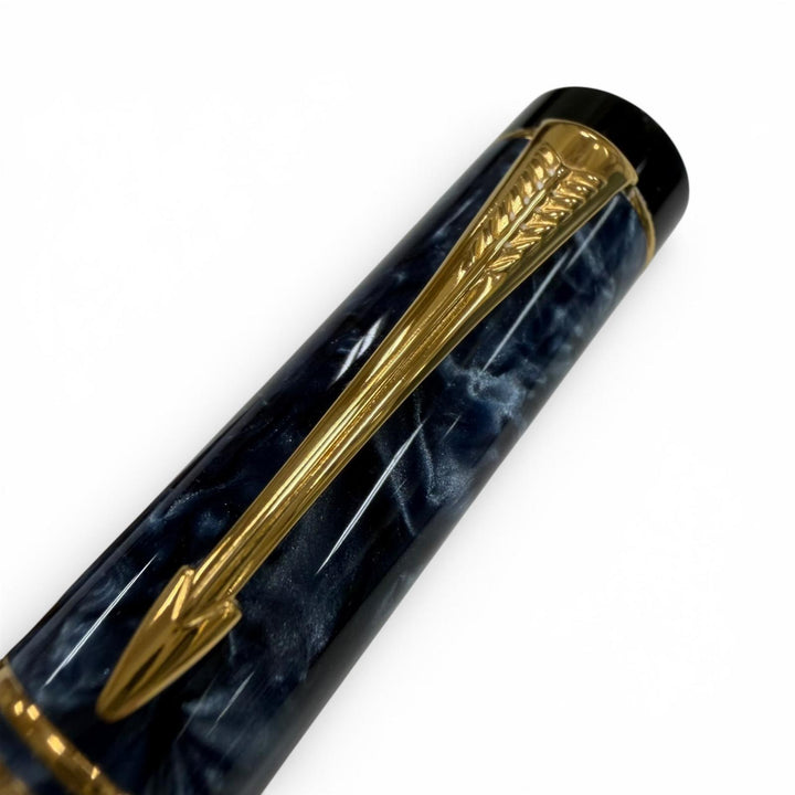 Great PARKER fountain pen Duofold Centennial marble blue 18K mens