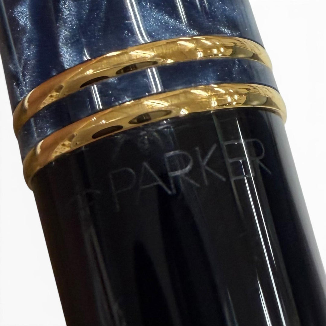 Great PARKER fountain pen Duofold Centennial marble blue 18K mens