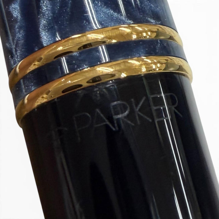 Great PARKER fountain pen Duofold Centennial marble blue 18K mens