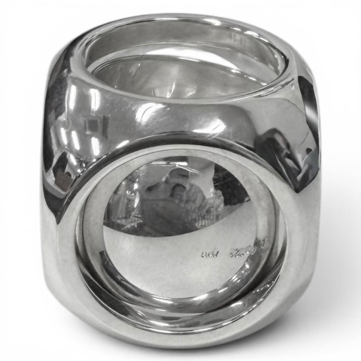 Great HERMES Ring ring Extra Wide Serie Silver AG925 Women