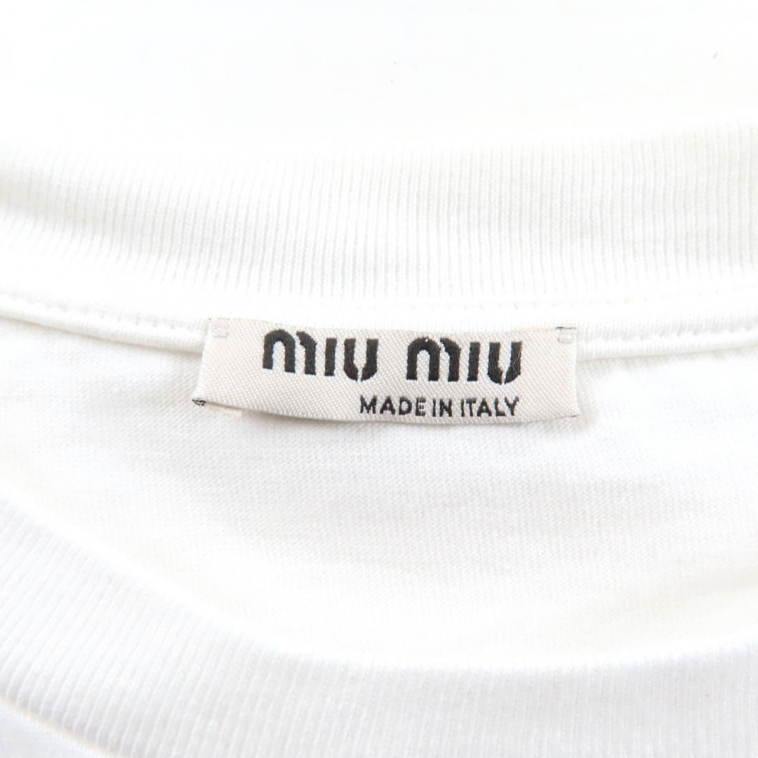 素晴らしいMIUMIU半袖TシャツホワイトコットンレディースXS MJN355