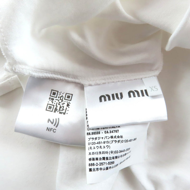 素晴らしいMIUMIU半袖TシャツホワイトコットンレディースXS MJN355