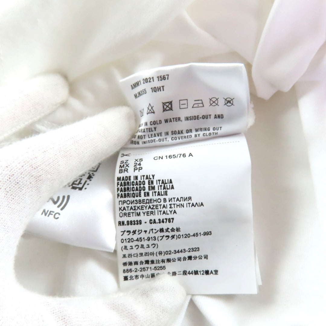 素晴らしいMIUMIU半袖TシャツホワイトコットンレディースXS MJN355