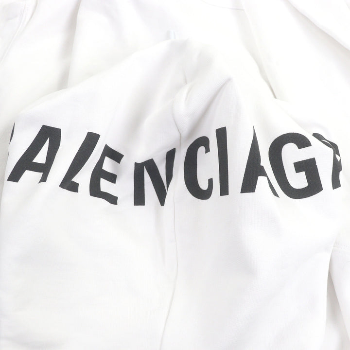 精美 BALENCIAGA 连帽衫，Logo 印花套头衫，白色纯棉，男款 XS 码 528351