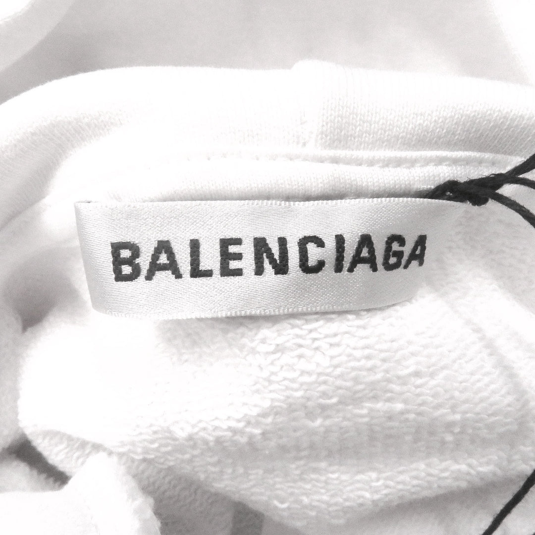 精美 BALENCIAGA 连帽衫，Logo 印花套头衫，白色纯棉，男款 XS 码 528351