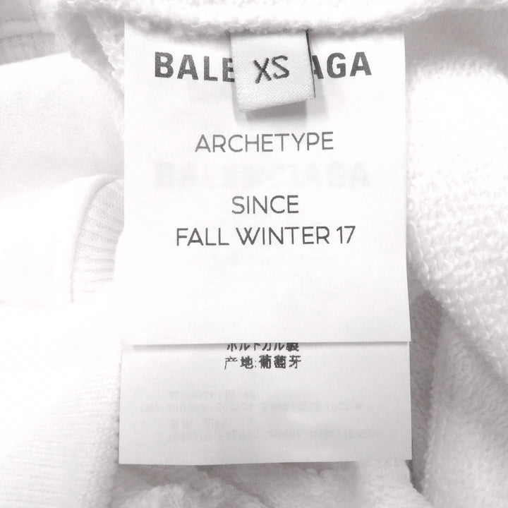 精美 BALENCIAGA 连帽衫，Logo 印花套头衫，白色纯棉，男款 XS 码 528351