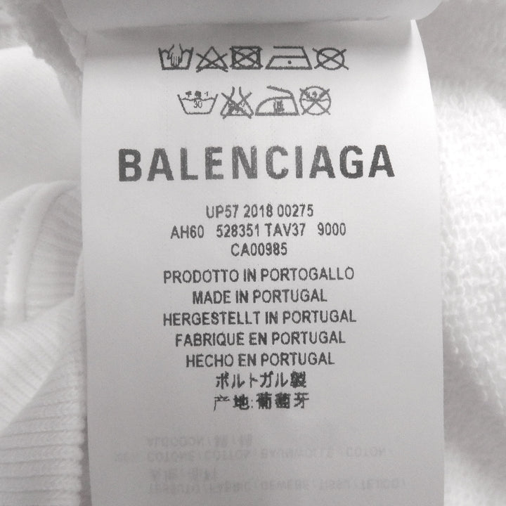 精美 BALENCIAGA 连帽衫，Logo 印花套头衫，白色纯棉，男款 XS 码 528351