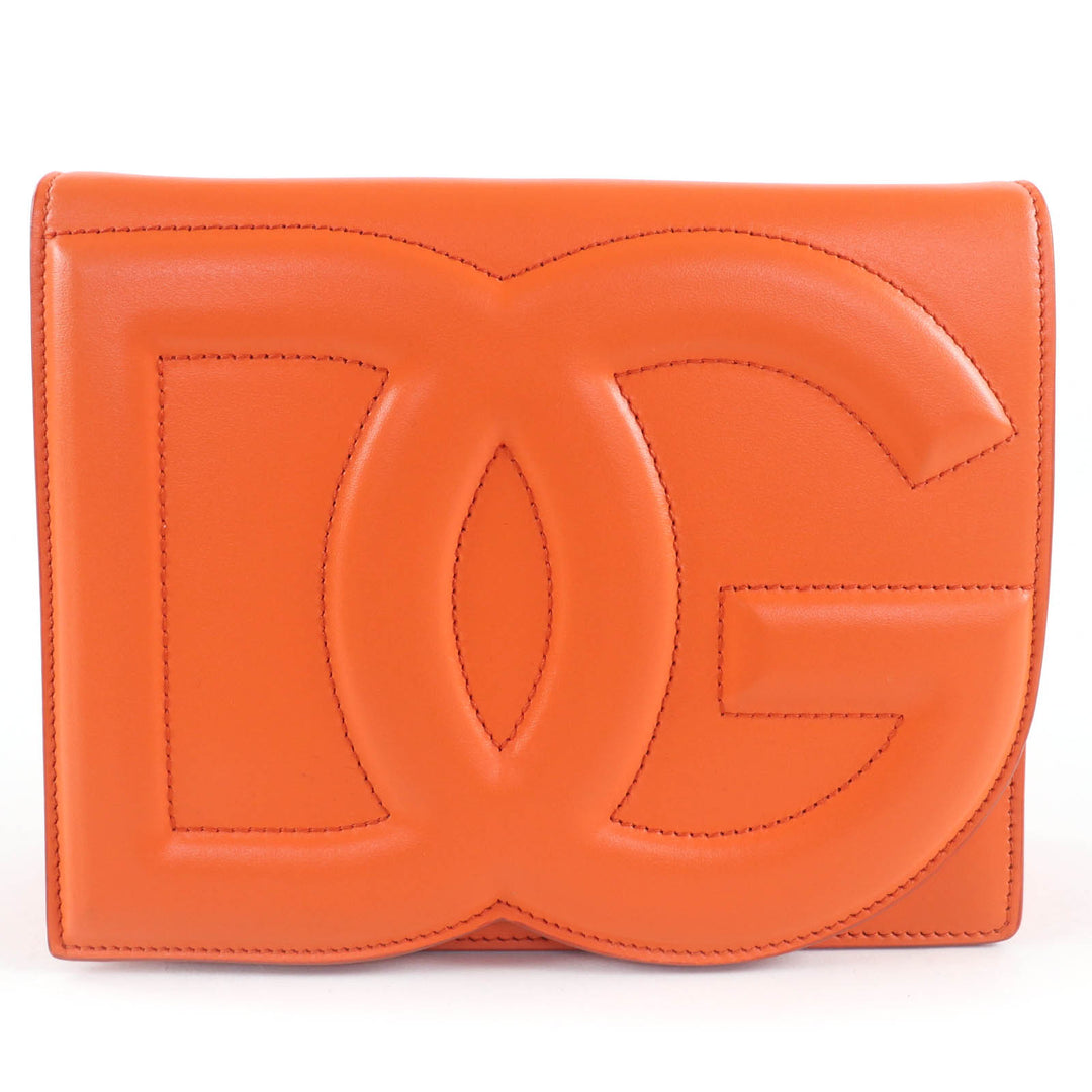 美品 DOLCE&amp;GABBANA ショルダーバッグ DGロゴ 2way レザー クラッチバッグ オレンジ