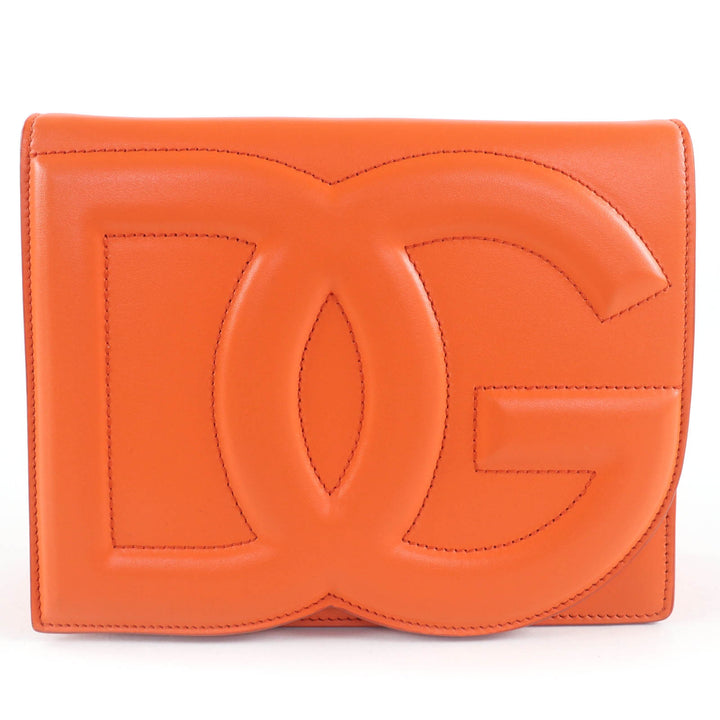 美品 DOLCE&amp;GABBANA ショルダーバッグ DGロゴ 2way レザー クラッチバッグ オレンジ
