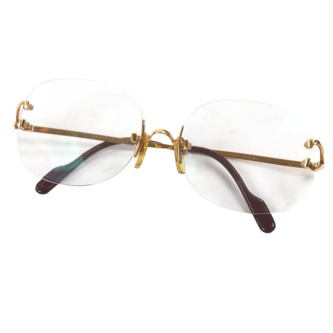 Great Cartier Glasses Two Point Logo Metal gold mens