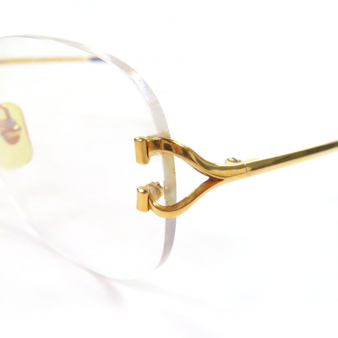 Great Cartier Glasses Two Point Logo Metal gold mens