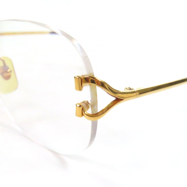 Great Cartier Glasses Two Point Logo Metal gold mens