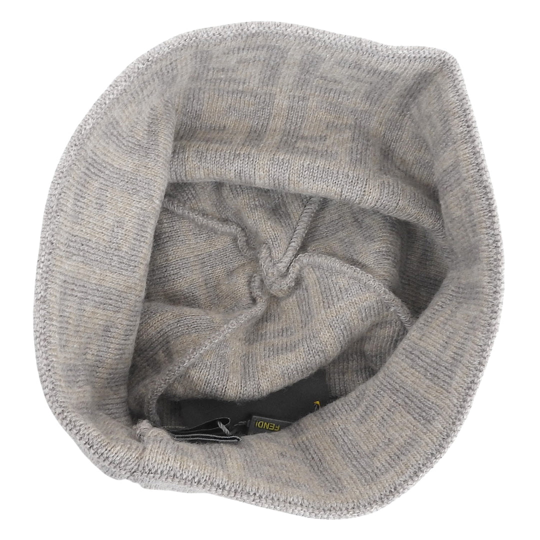 Pristine FENDI Knit cap Cashmere Blend Zucca Pattern Beanie Brown beige wool