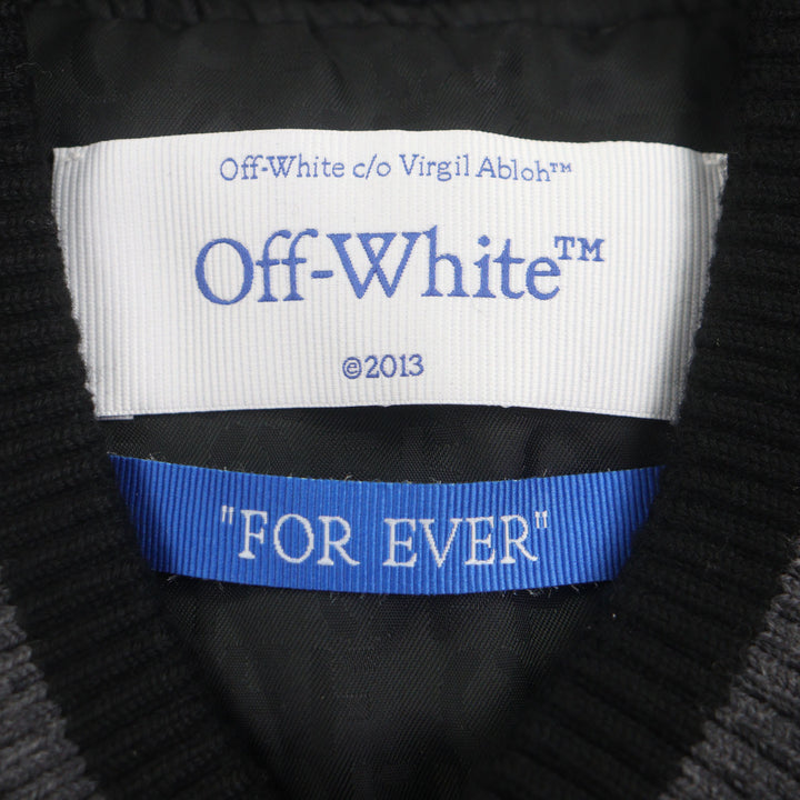 OFF-WHITE 黑色纯羊毛飞行员夹克，男款 L 码