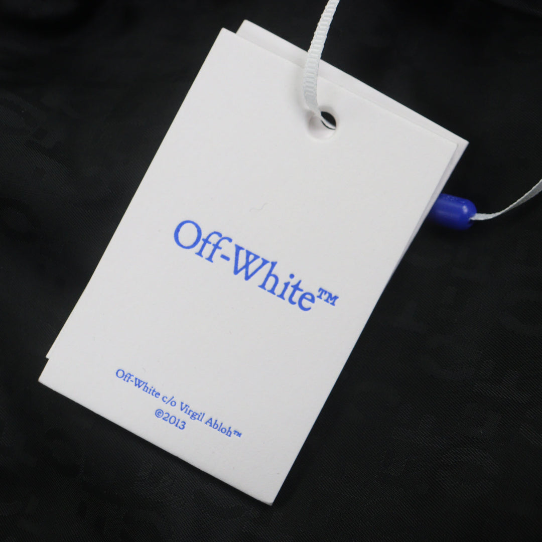 OFF-WHITE 黑色纯羊毛飞行员夹克，男款 L 码
