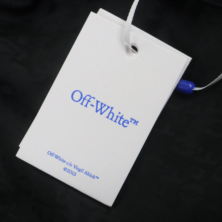OFF-WHITE 黑色纯羊毛飞行员夹克，男款 L 码
