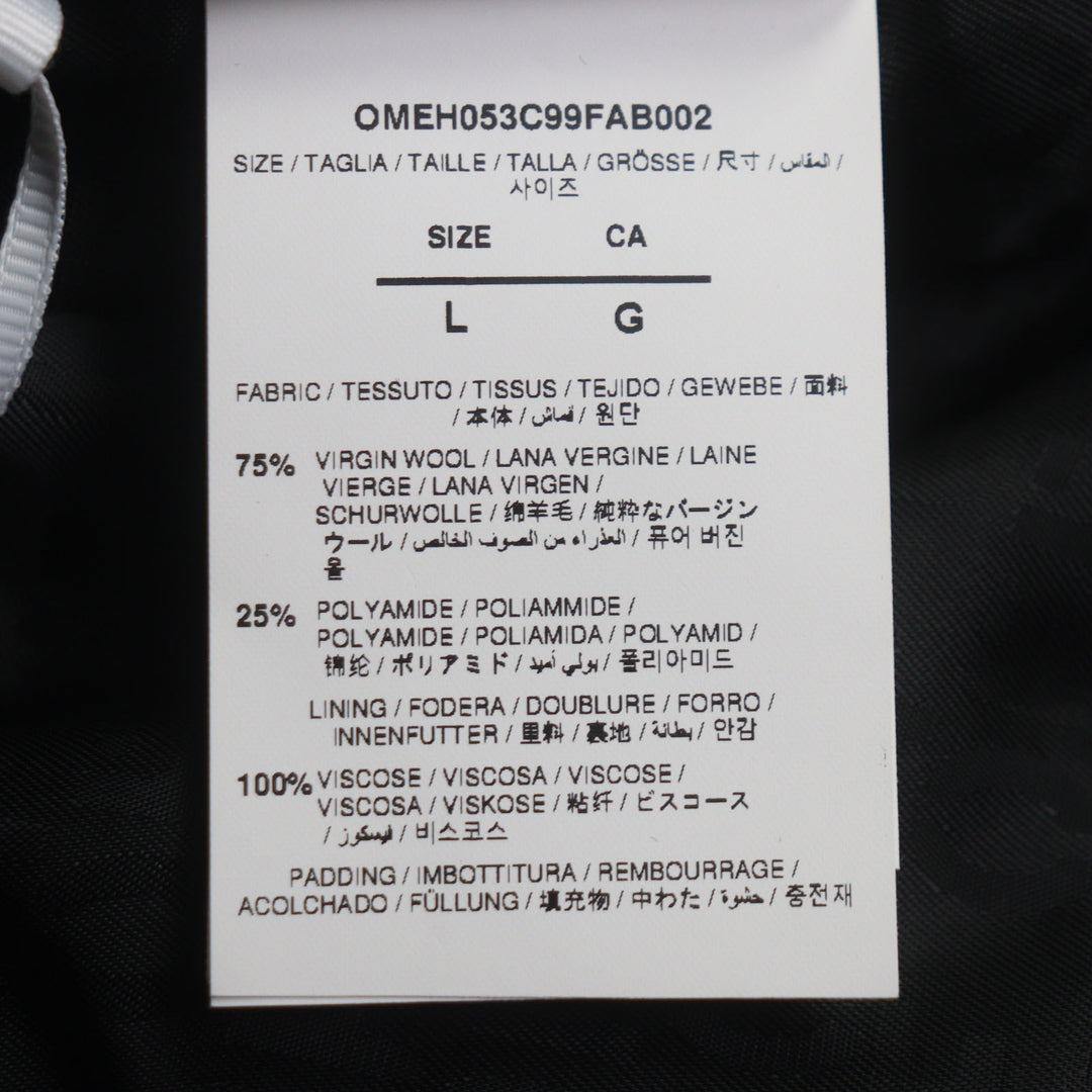 OFF-WHITE 黑色纯羊毛飞行员夹克，男款 L 码
