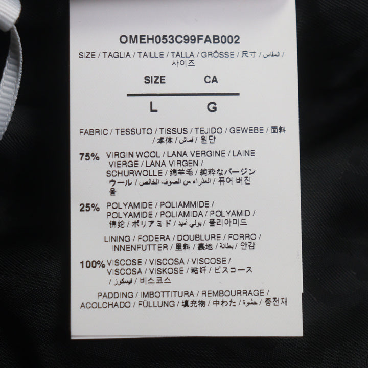 OFF-WHITE 黑色纯羊毛飞行员夹克，男款 L 码