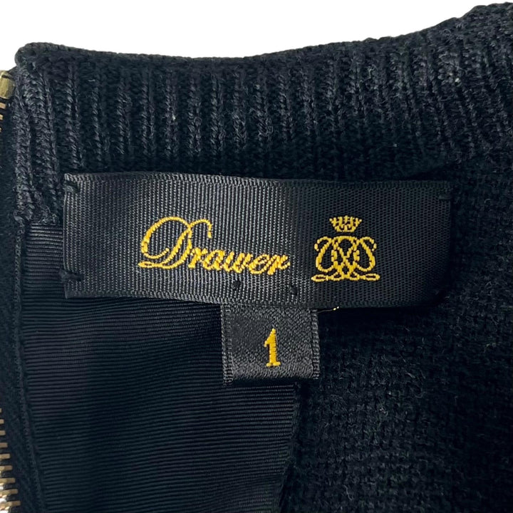 Great DRAWER one piece Back Zip Long Sleeve Knit black wool Women 1