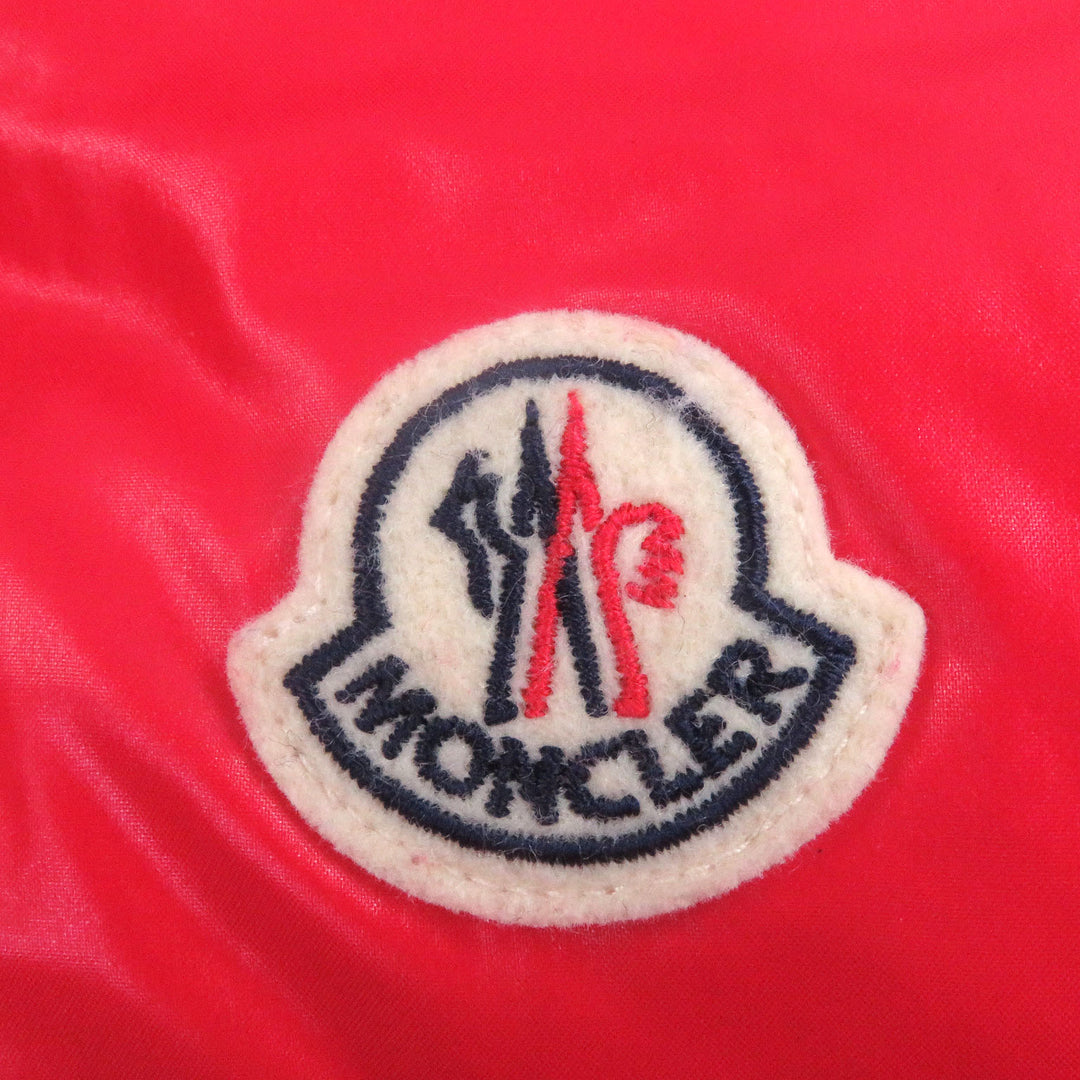 優れたMONCLERダウンベストロゴパッチフード付きレッドナイロンメンズ1