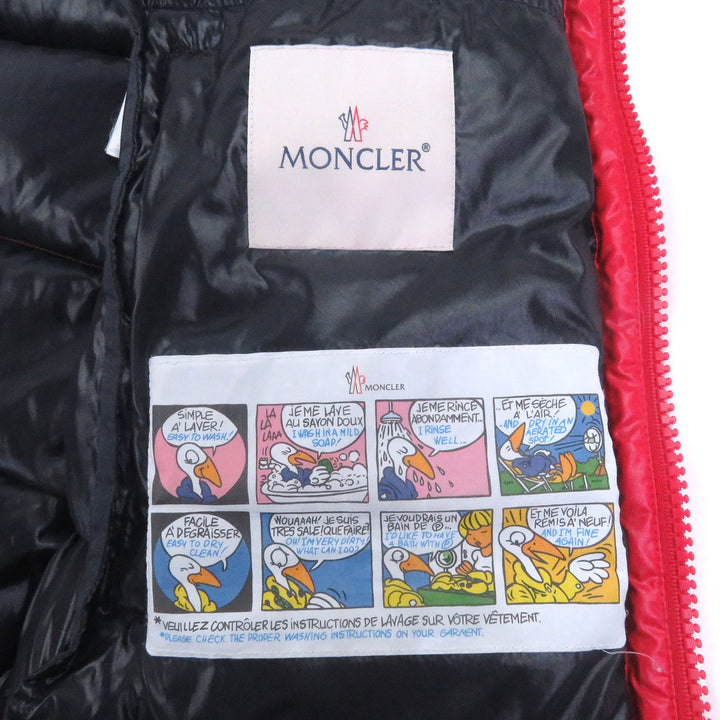 優れたMONCLERダウンベストロゴパッチフード付きレッドナイロンメンズ1