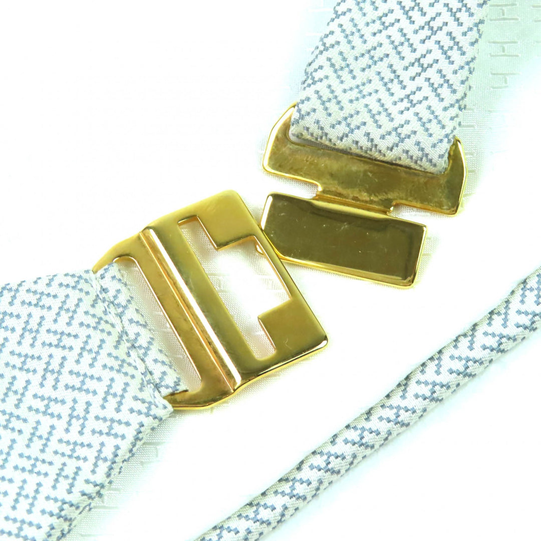 Pristine HERMES H Motif Cummerbund and Butterfly Tie Ensemble Light gray silk