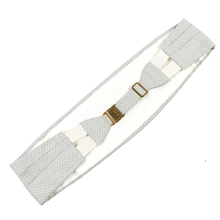 Pristine HERMES H Motif Cummerbund and Butterfly Tie Ensemble Light gray silk