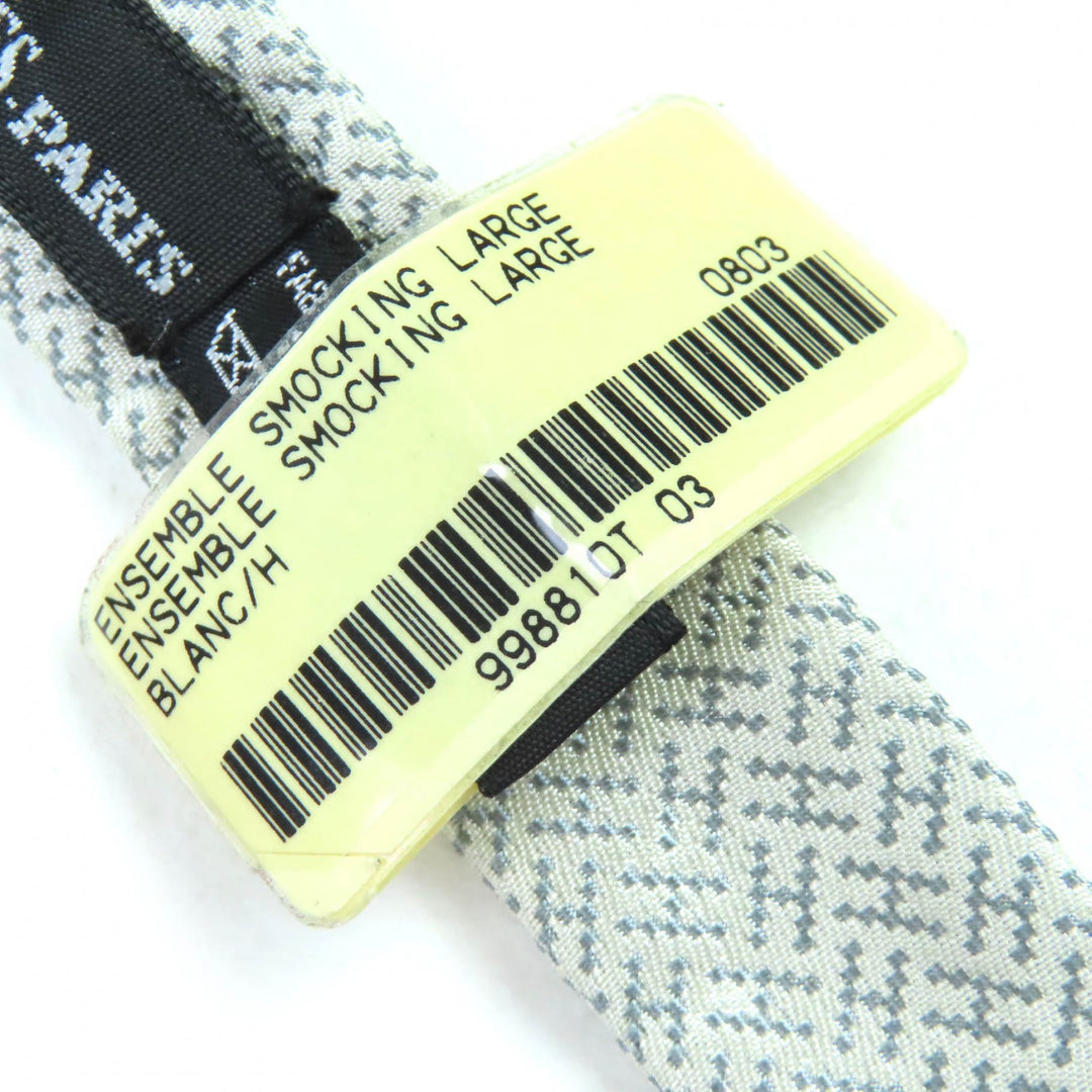 Pristine HERMES H Motif Cummerbund and Butterfly Tie Ensemble Light gray silk