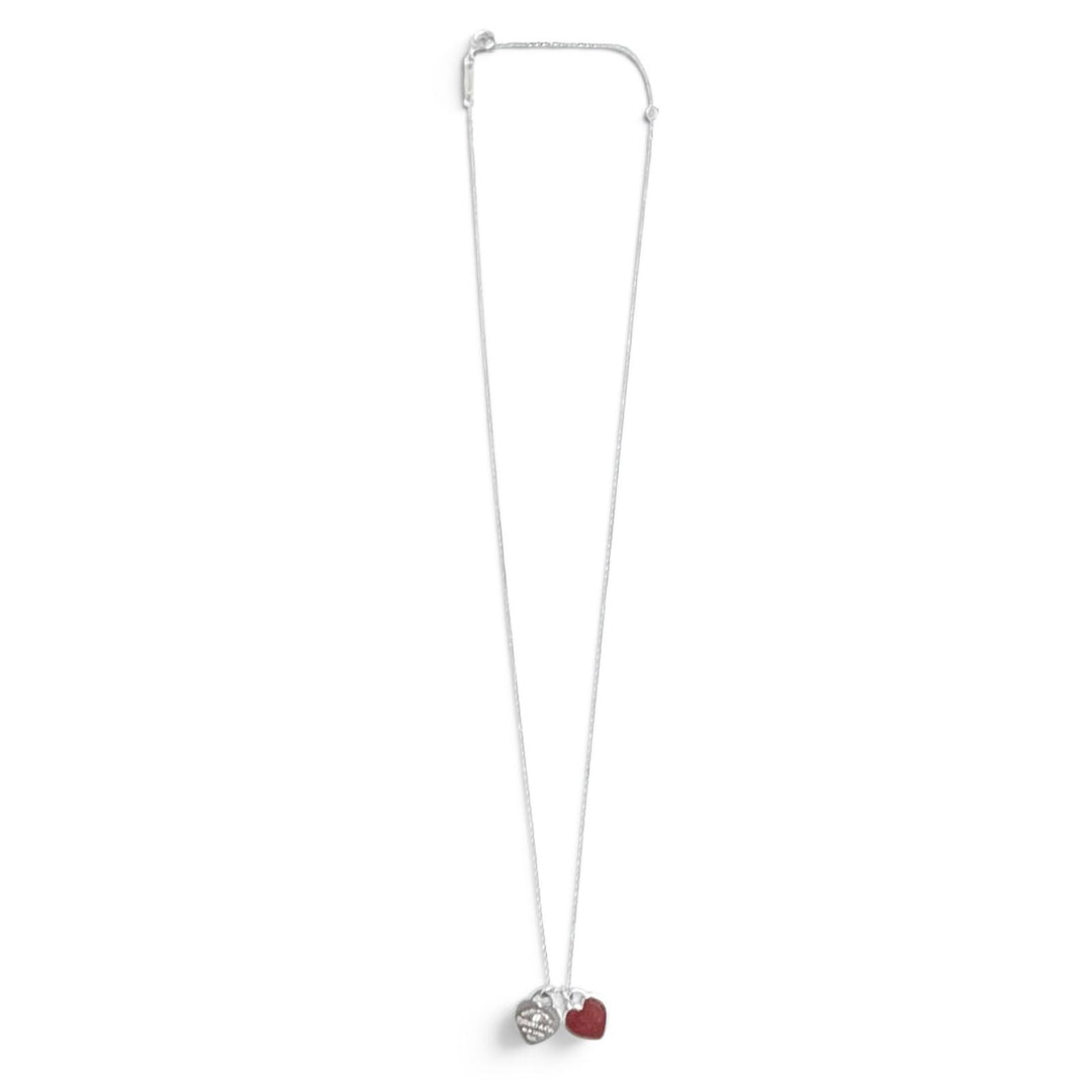 Great TIFFANY&Co. Necklace Red Mini Double Heart Tag 1P Diamond 925 Silver AG925