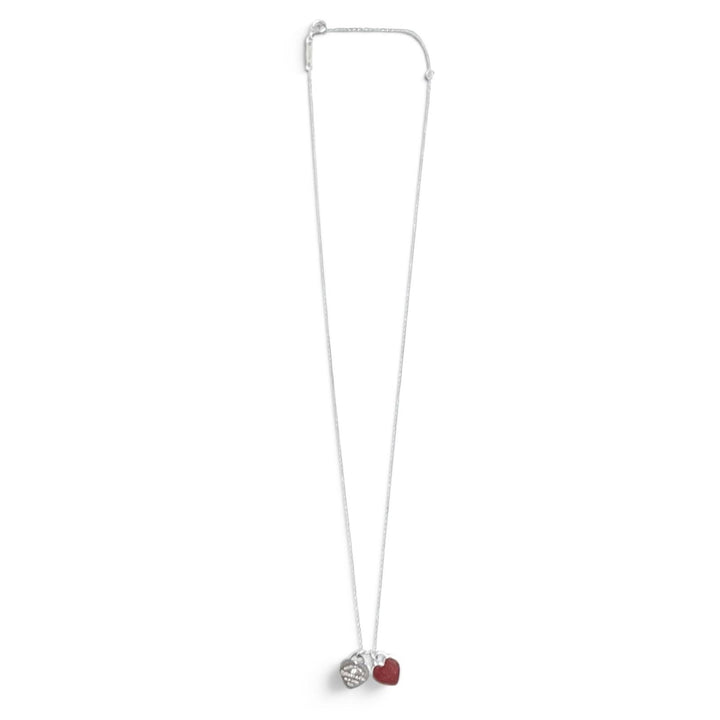 Great TIFFANY&Co. Necklace Red Mini Double Heart Tag 1P Diamond 925 Silver AG925
