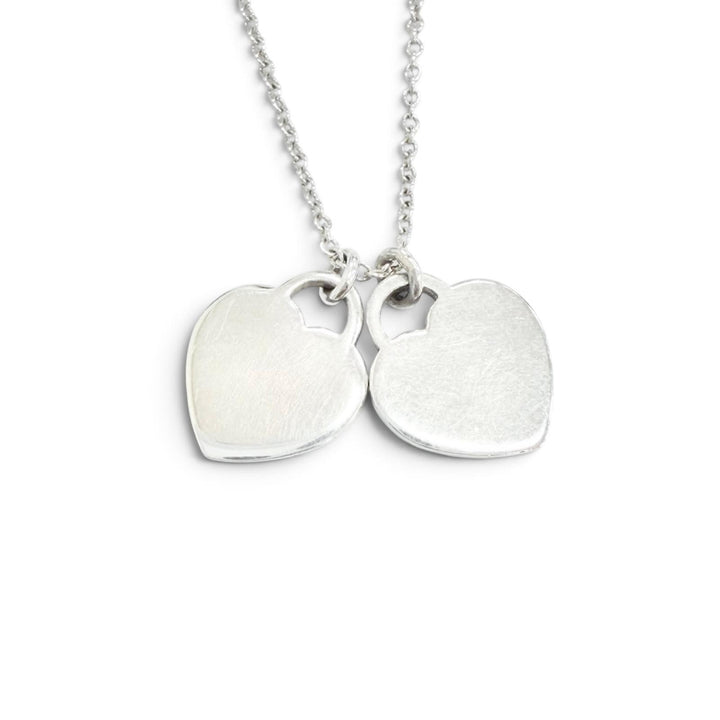 Great TIFFANY&Co. Necklace Red Mini Double Heart Tag 1P Diamond 925 Silver AG925