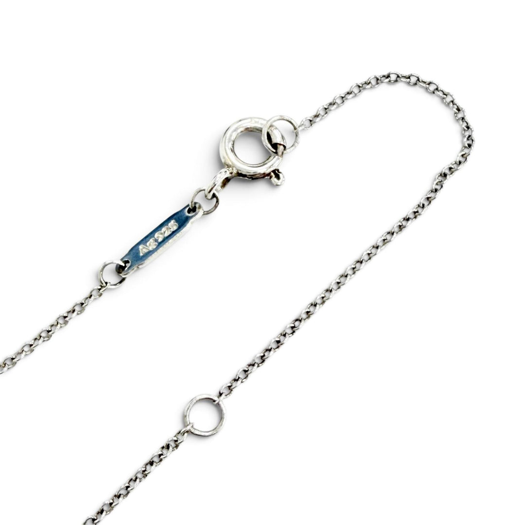 Great TIFFANY&Co. Necklace Red Mini Double Heart Tag 1P Diamond 925 Silver AG925