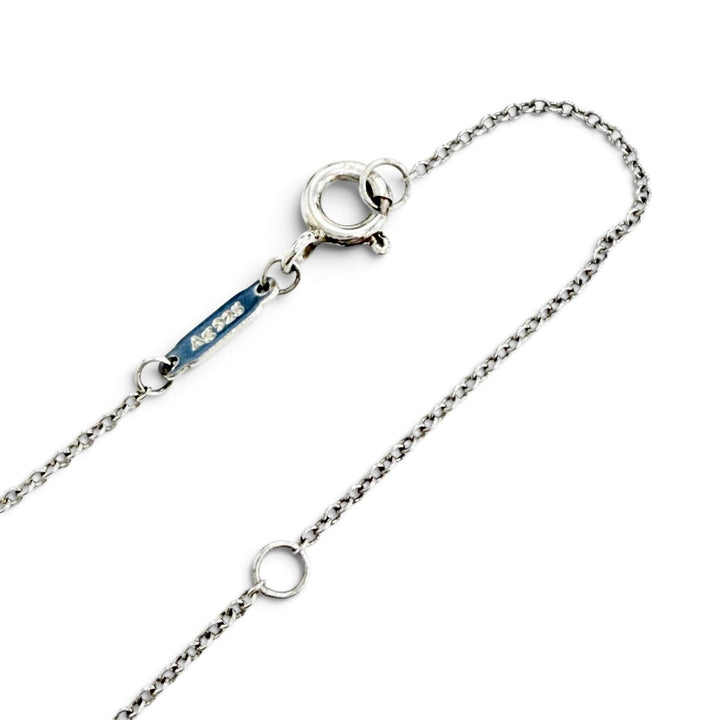 Great TIFFANY&Co. Necklace Red Mini Double Heart Tag 1P Diamond 925 Silver AG925