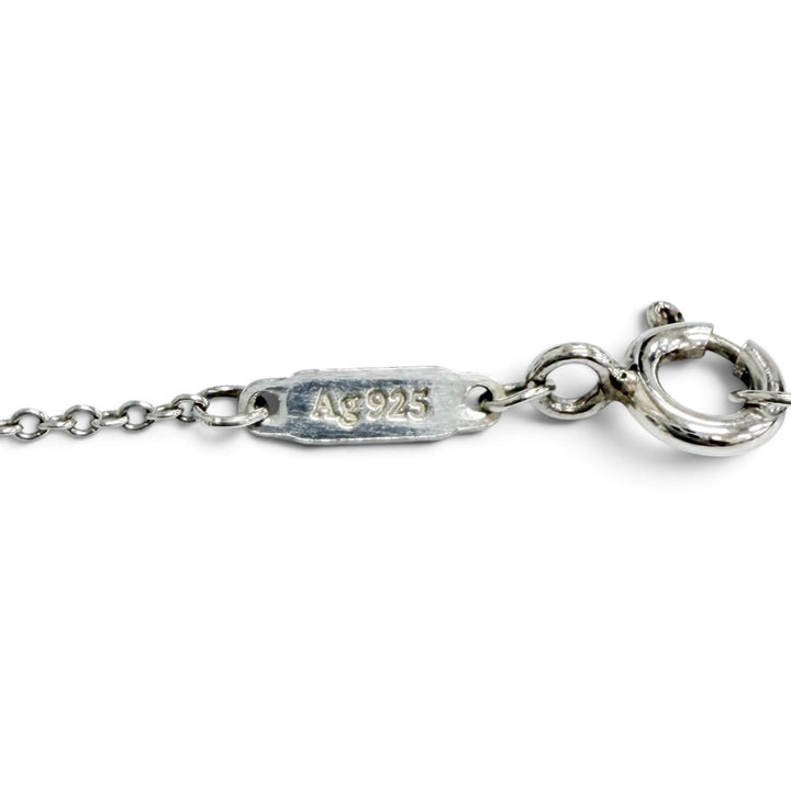 Great TIFFANY&Co. Necklace Red Mini Double Heart Tag 1P Diamond 925 Silver AG925