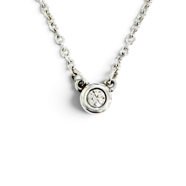 Great TIFFANY&Co. Necklace By the yard 1P Diamond Pendant Silver AG925 Women