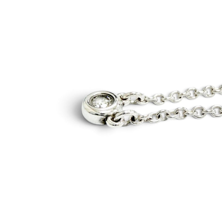 Great TIFFANY&Co. Necklace By the yard 1P Diamond Pendant Silver AG925 Women