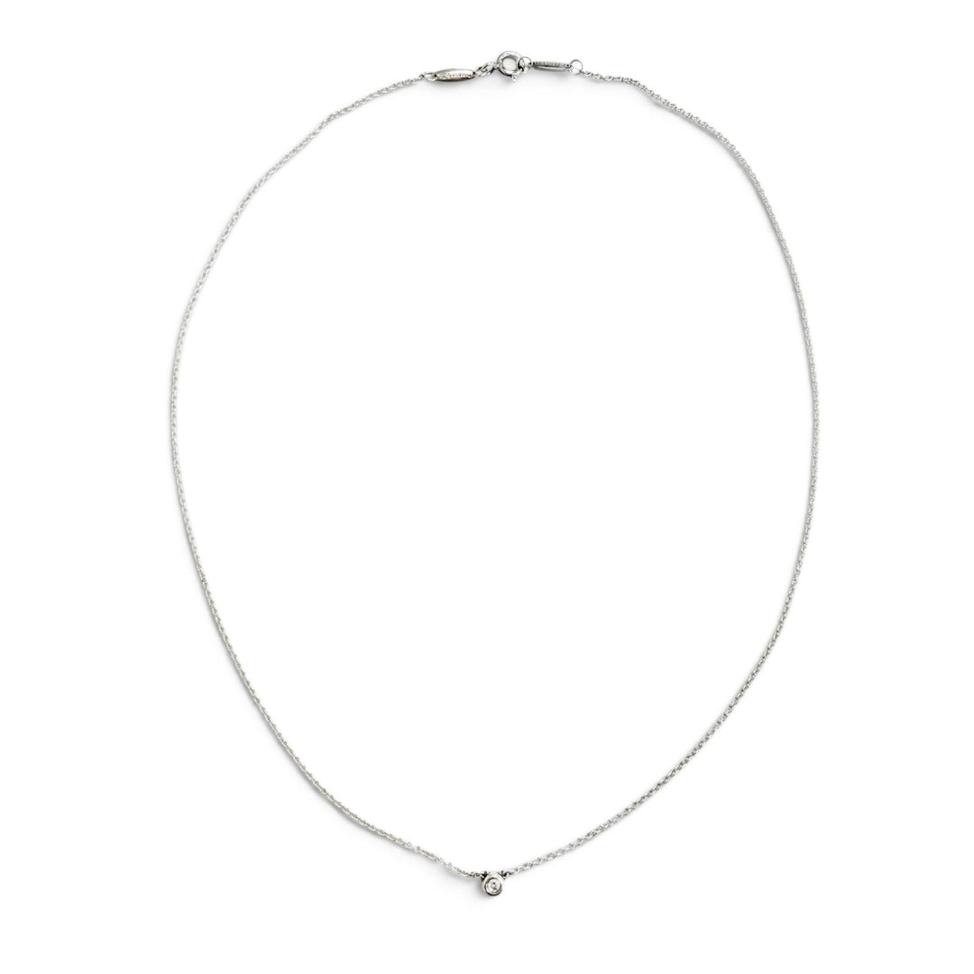 Great TIFFANY&Co. Necklace By the yard 1P Diamond Pendant Silver AG925 Women
