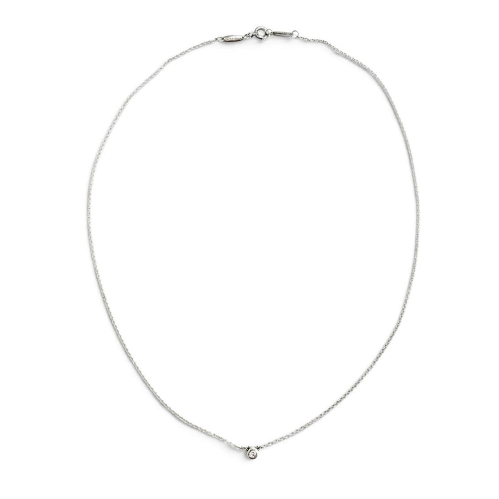Great TIFFANY&Co. Necklace By the yard 1P Diamond Pendant Silver AG925 Women
